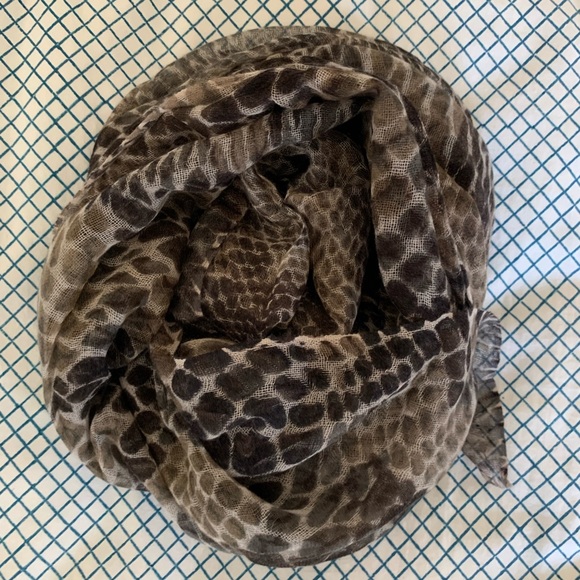 Hand Crafted Accessories - 100% Cashmere Scarf Animal Snake Python Print Handmade